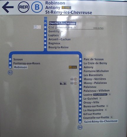 mapa pariža RER b4 Antony ako sa dostať z Orly do Paríža