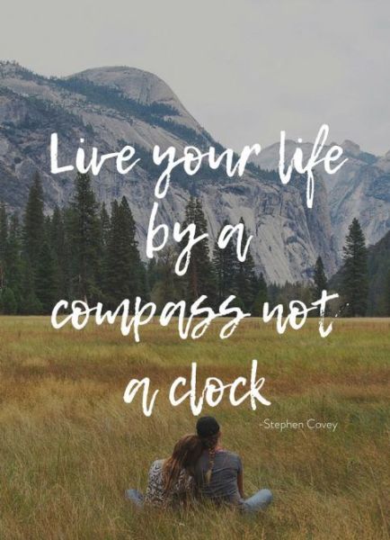 travel citát Live your life with compass, not a clock. 